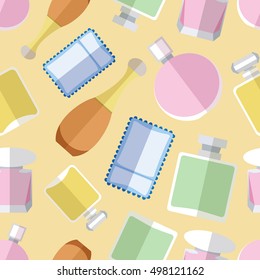 Seamless pattern background with simple perfumery flat icons vector illustration