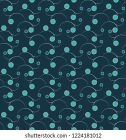 Seamless pattern, background. Simple shapes on blue background. Graphic design element.