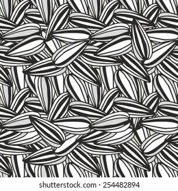 Seamless pattern - Seamless background - Sketch - Sketch drawn by hand - Sketch seeds - background sunflower seeds.