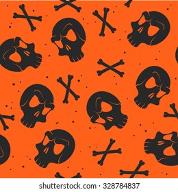 Seamless pattern background skull and bones 