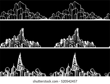 seamless pattern background - small town chalkboard