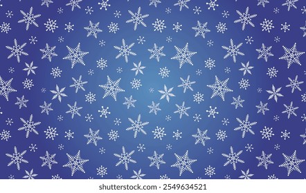 Seamless pattern background of snowflakes on a blue background with transparent background