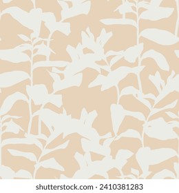 Seamless pattern background with Solomon's seal (Polygonatum multiflorum) drawing illustration. Exotic tropical line illustration.