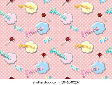 Seamless pattern background sound effect cute comic style speech balloons vector illustration-Millennial pink