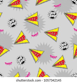 Seamless pattern background sound effect cute comic style speech balloons vector illustration-BEEP