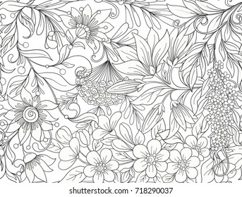 Seamless pattern, background with spring  flowers magnolia,  sak