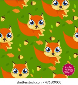 Seamless pattern background squirrel and acorn.