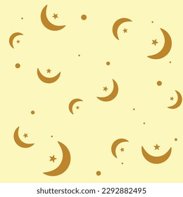 seamless pattern background ; star and halfmoon on yellow sky. idea on illustration vector.