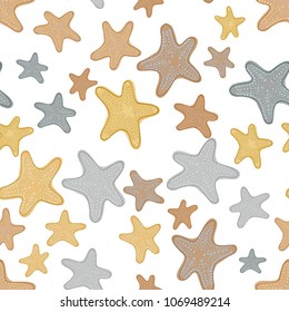 Seamless pattern background with starfish. Sea inhabitants vector illustration. Beach concept. Summer holiday.