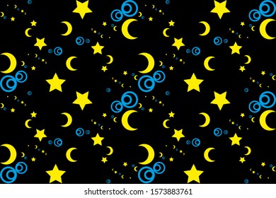 seamless pattern background with stars moons circles.
