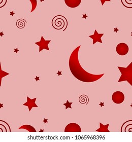 Seamless pattern for background. Stars and Planets in the space.