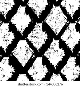 seamless pattern background, strokes, black and white, oval/rhomb, grungy