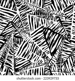 seamless pattern background, with strokes, splashes, triangles and stripes, black and white