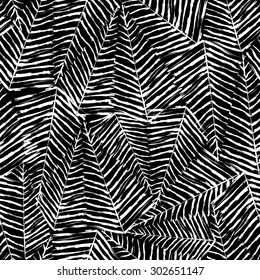 seamless pattern background, with strokes, splashes, triangles and stripes, black and white