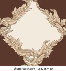 Seamless pattern, background in the style of baroque, renaissance Trendy floral vintage pattern Colored vector illustration