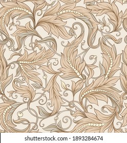 Seamless pattern, background in the style of baroque, renaissance Trendy floral vintage pattern Colored vector illustration