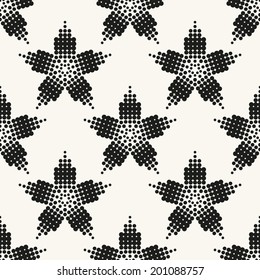 Seamless pattern. Background with stylized dotted stars. Vector stylish texture