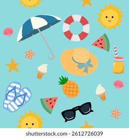 Seamless pattern background of summer in a cute style.
