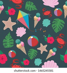 Seamless pattern background with summer elements