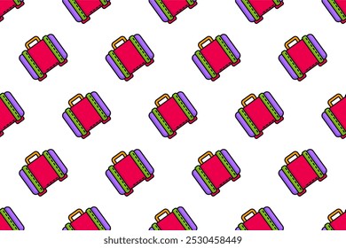 Seamless pattern background with summer themed icons, flat and colorful style.