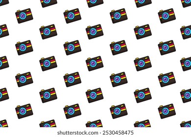 Seamless pattern background with summer themed icons, flat and colorful style.