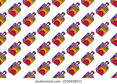 Seamless pattern background with summer themed icons, flat and colorful style.