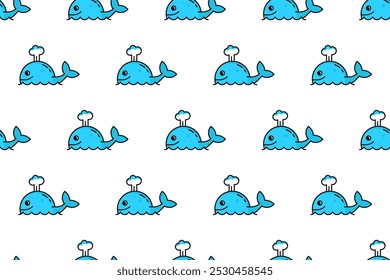 Seamless pattern background with summer themed icons, flat and colorful style.