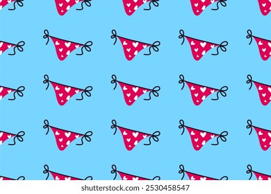 Seamless pattern background with summer themed icons, flat and colorful style.