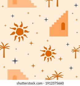 Seamless pattern background. Sunny summer pattern for design wrapping paper, wallpaper, fabric, kid closes textile etc.
