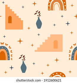 Seamless pattern background. Sunny summer pattern for design wrapping paper, wallpaper, fabric, kid closes textile etc.