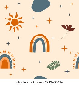Seamless pattern background. Sunny summer pattern for design wrapping paper, wallpaper, fabric, kid closes textile etc.