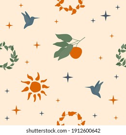 Seamless pattern background. Sunny summer pattern for design wrapping paper, wallpaper, fabric, kid closes textile etc.