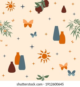 Seamless pattern background. Sunny summer pattern for design wrapping paper, wallpaper, fabric, kid closes textile etc.