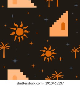 Seamless pattern background. Sunny summer pattern for design wrapping paper, wallpaper, fabric, kid closes textile etc.