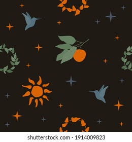 Seamless pattern background. Sunny summer floral pattern for design wrapping paper, wallpaper, fabric, kid closes textile etc.