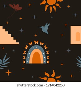 Seamless pattern background. Sunny summer pattern for design wrapping paper, wallpaper, fabric, kid closes textile etc.