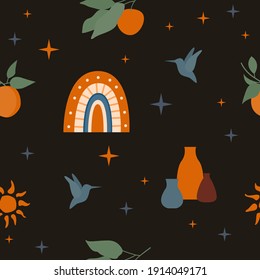 Seamless pattern background. Sunny summer pattern for design wrapping paper, wallpaper, fabric, kid closes textile etc.