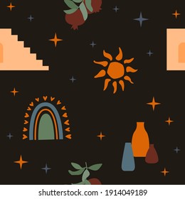 Seamless pattern background. Sunny summer pattern for design wrapping paper, wallpaper, fabric, kid closes textile etc.