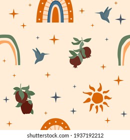 Seamless pattern background. Sunny summer pattern for design wrapping paper, wallpaper, fabric, kid closes textile etc.
