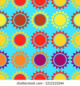 Seamless pattern background with suns, colorful illustration