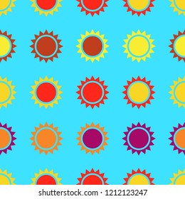 Seamless pattern background with suns, colorful illustration