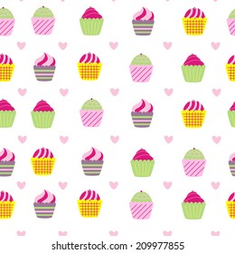 seamless pattern background with sweet cupcake in vector