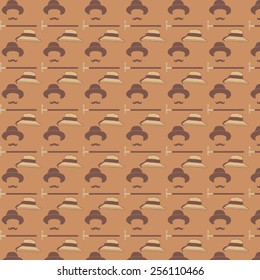 Seamless pattern background with symbols of famous detective Poirot and Marple