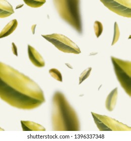 Seamless pattern background with tea leaves. Green tea. Vector eps10.