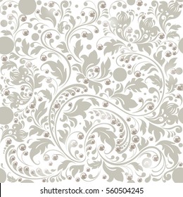 Seamless. Pattern, background, texture, textile, wallpaper, wrapping. Vector illustration. Beautiful illustration of floral pattern. Exclusive design. Pearl Beautiful Shining Background with Pearls. 
