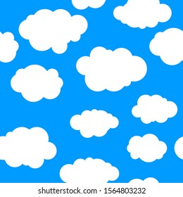 seamless pattern. background texture. white clouds on blue sky