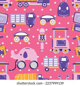 Seamless pattern background with toy icons Vector