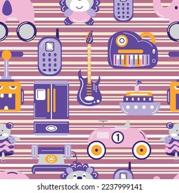 Seamless pattern background with toy icons Vector