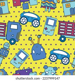 Seamless pattern background with toy icons Vector