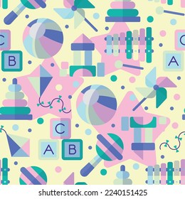 Seamless pattern background with toy icons Vector illustration